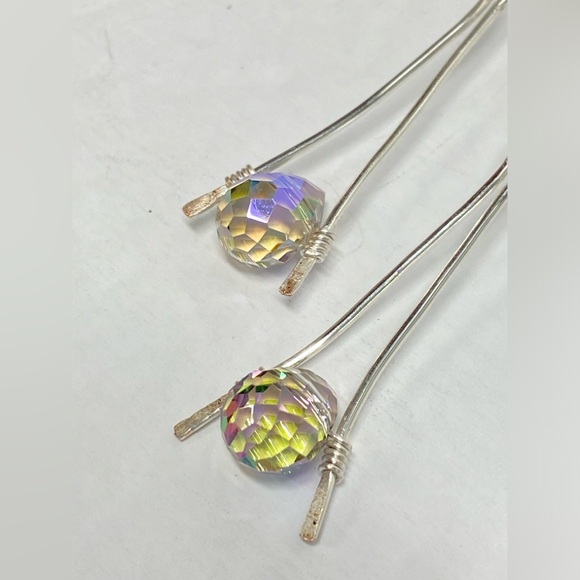 HANDMADE Austrian Crystal Briolette Dangle Earrings, Artisan Jewelry Gift Her - Picture 3 of 10